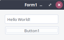 Screenshot that shows what the "Hello World!" example GUI application looks like, when you run it.